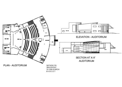 Auditorium hall elevation, section and plan details dwg file ...