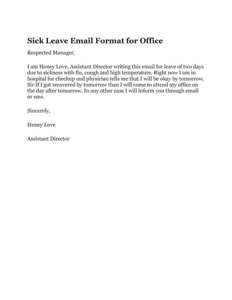 50 Useful Sick Leave Email Sample - RedlineSP