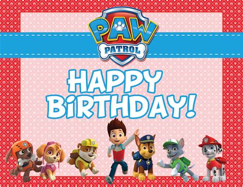 Paw Patrol Birthday Card Printable