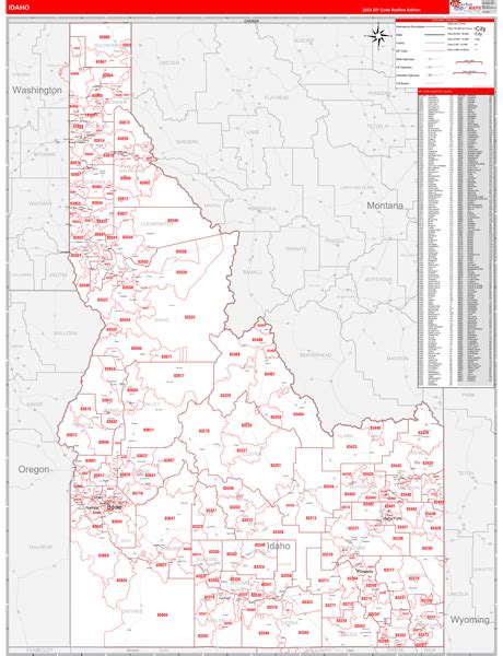 Idaho Zip Code Wall Map Red Line Style By Marketmaps Mapsales | Free Nude Porn Photos