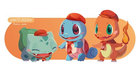 Pokemon Series : Kanto starters by andreashamdani on DeviantArt