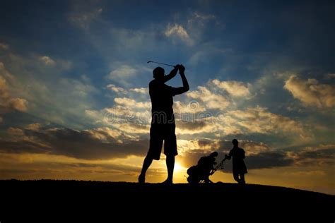 Golf Swing Silhouette stock photo. Image of nature, horizon - 30945478