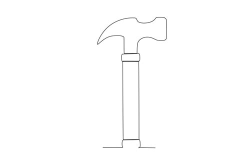 One continuous line drawing of an claw hammer. One line concept graphic design vector ...