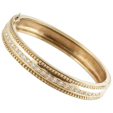 Diamond and 18K Gold Bangle Stackable Bracelets at 1stDibs