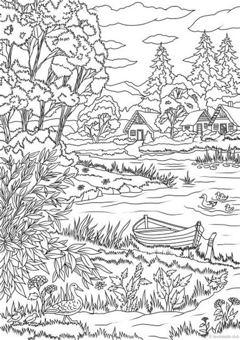 Lake View - Printable Adult Coloring Page from Favoreads (Coloring book ...