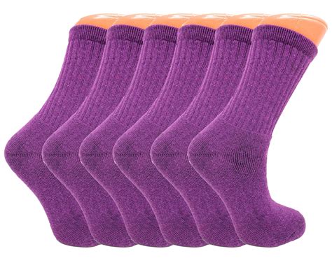 Cotton Crew Socks for Women Purple 6 PAIRS Size 9-11 - Walmart.com