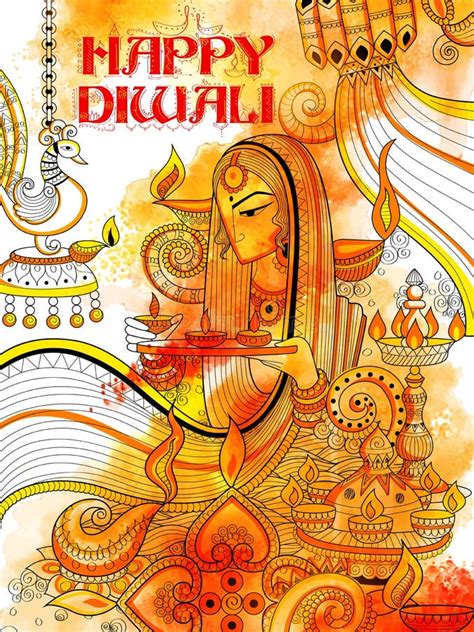 Set of Diwali Doodle Element. Stock Illustration - Illustration of ...