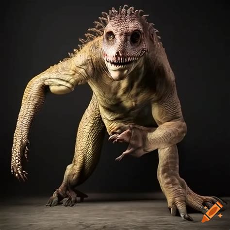Digital art of a dinosaur hybrid man on Craiyon