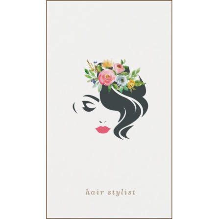 Modern Elegant Hairstylist Woman Flowers in Hair Logo Business Cards | Salon business cards ...