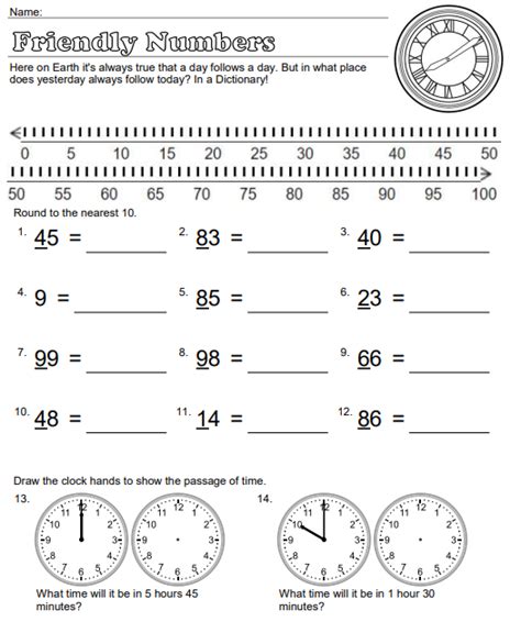 Friendly Tens--3rd Grade Rounding Worksheet | Educational Resource