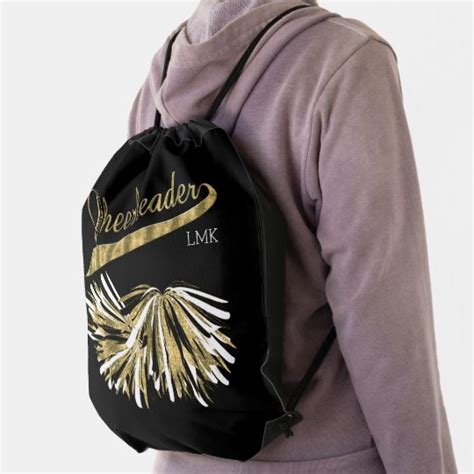 Gold Glitter Cheerleader Pom Poms - Monogram Drawstring Bag | Zazzle.com