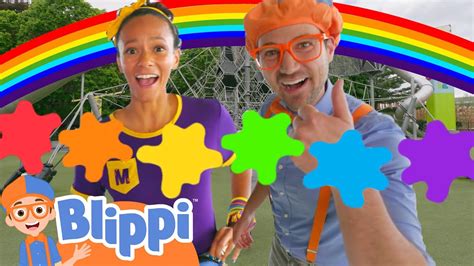 Blippi & Meekah's Rainbow Color Playtime | Space Needle Playground ...