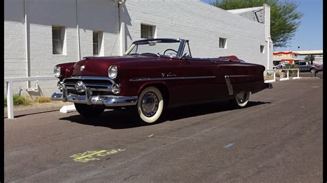 1952 Ford Crestline Sunliner Convertible in Maroon & Engine Sound on My Car Story with Lou ...