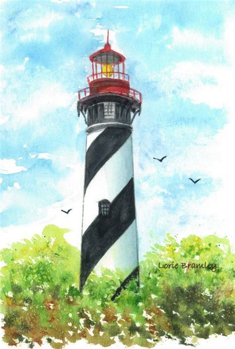 St. Augustine Lighthouse - Lorie Bramley Lighthouse Drawing, Lighthouse Print, China Painting ...