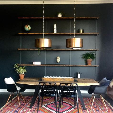 wall mounted shelving + boho chic dining room | Wall mounted shelving ...