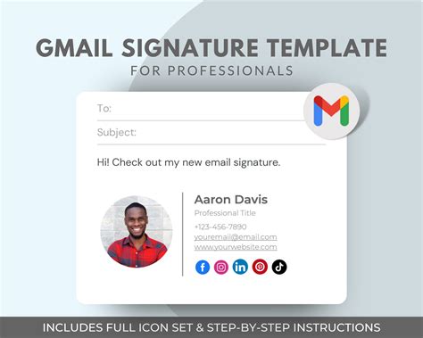 Gmail Email Signature Template Clickable Email Signature Professional Email Signature ...