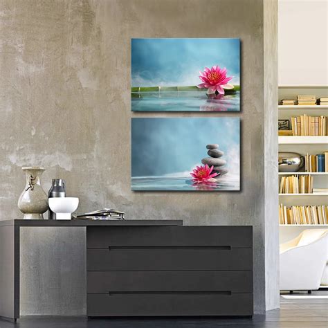 Lotus Picture Prints for Spa Lounge Photo Painting On Canvas Contemporary wall art for home ...