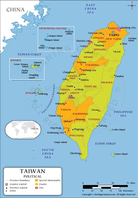 Taiwan Province Map, Taiwan Political Map