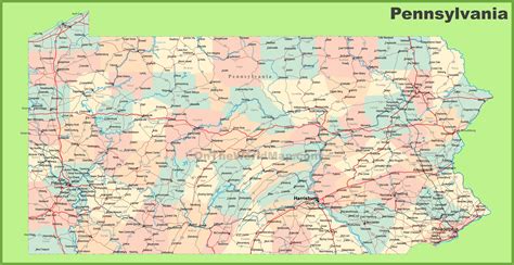 Pennsylvania State Map With Cities And Towns - Time Zones Map