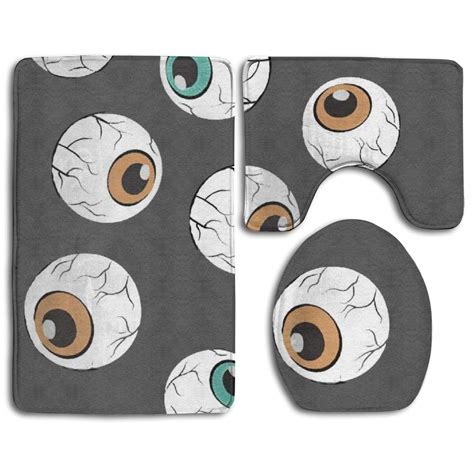 GOHAO Crazy Eyes Halloween 3 Piece Bathroom Rugs Set Bath Rug Contour ...