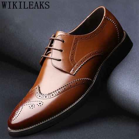 italian mens pointed toe dress shoes luxury brand wedding shoes Genuine ...