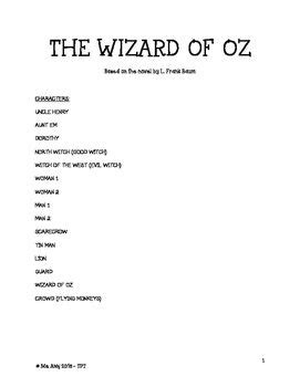 Drama play script for wizard of oz - jesmf