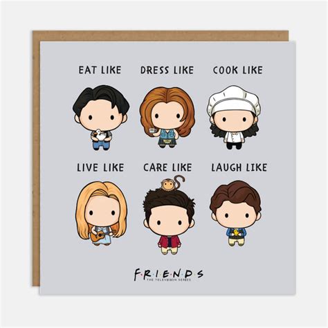 Friends TV Show Birthday Card | Eat Like Joey, Dress Like Rachel... - Cardology