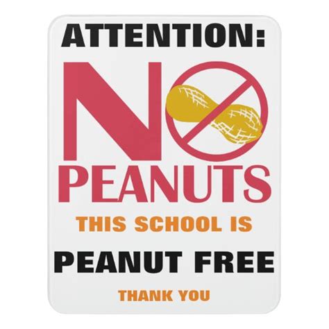 Peanut Free School Classroom Personalized Door Sign | Zazzle.com