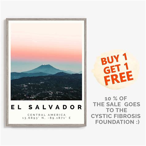 El Salvador Poster Colorful Print El Salvador Wall Art El - Etsy