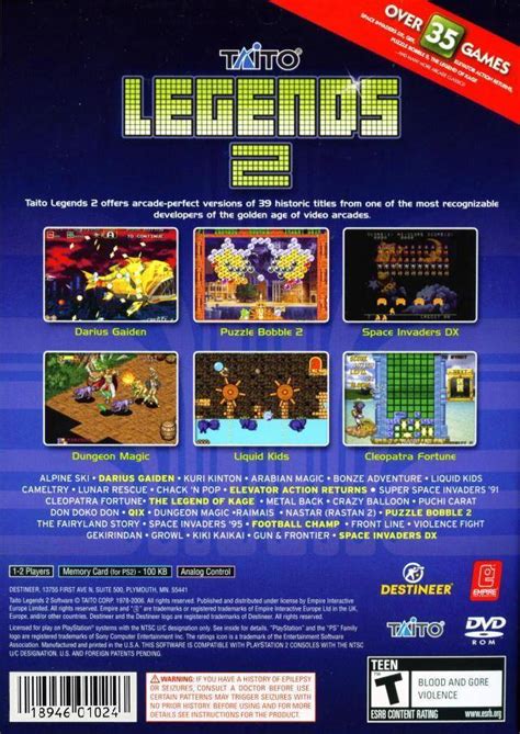 Taito Legends 2 Box Shot for PlayStation 2 - GameFAQs