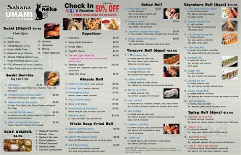 Sakana Sushi menus in Las Vegas, Nevada, United States