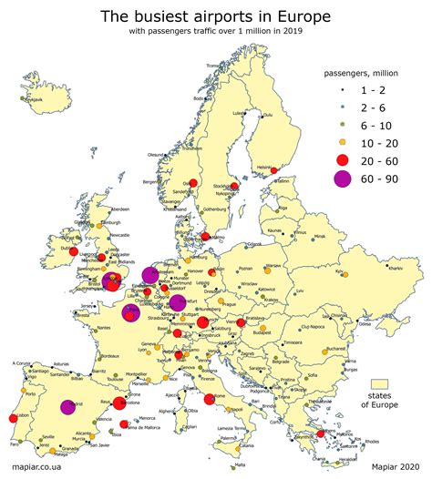 Europe's busiest airports in 2019 (source: Mapiar) : r/europe