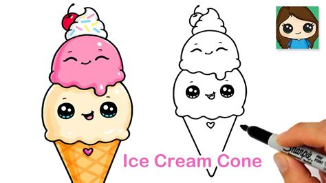 How to Draw an Ice Cream Cone Easy 🍦 - YouTube