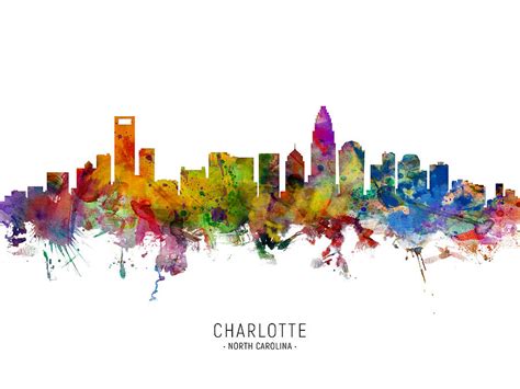 Charlotte North Carolina Skyline Digital Art by Michael Tompsett | Pixels