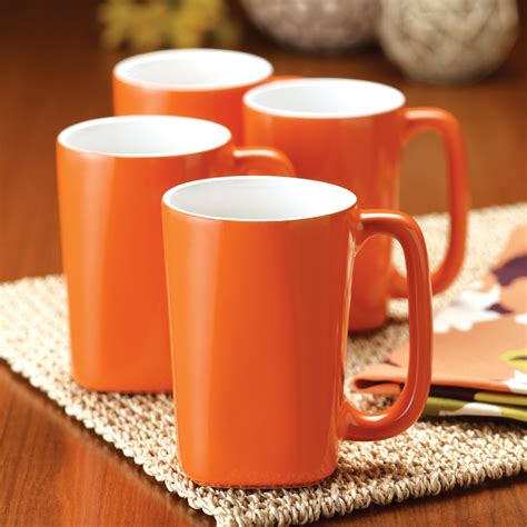 Rachael Ray Round and Square Orange Mugs - Set of 4 | www.hayneedle.com | Orange mugs, Mugs ...
