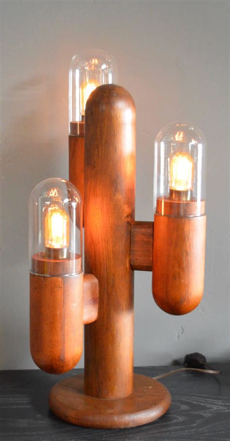 Pair of Wood Cactus Lamps with Glass Globes at 1stDibs | vintage cactus ...