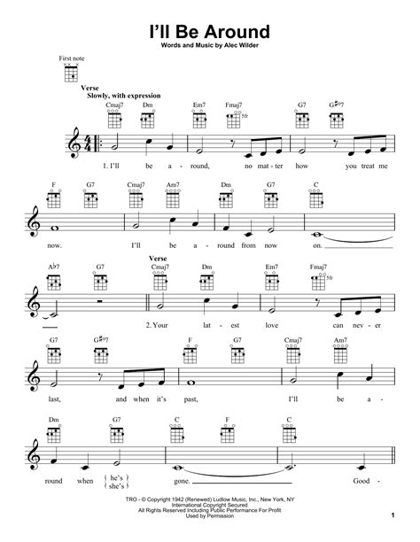 I'll Be Around Sheet Music | Alec Wilder | Ukulele