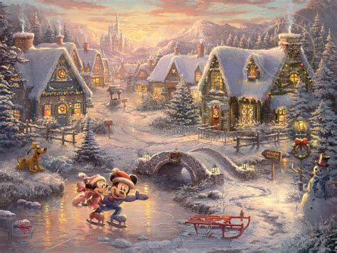 Disney Mickey and Minnie - Sweetheart Holiday - Limited Edition Art - Thomas Kinkade Galleries ...