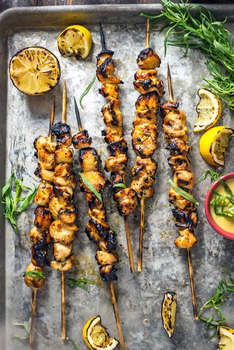 Tarragon Mustard Chicken Skewers - Host The Toast