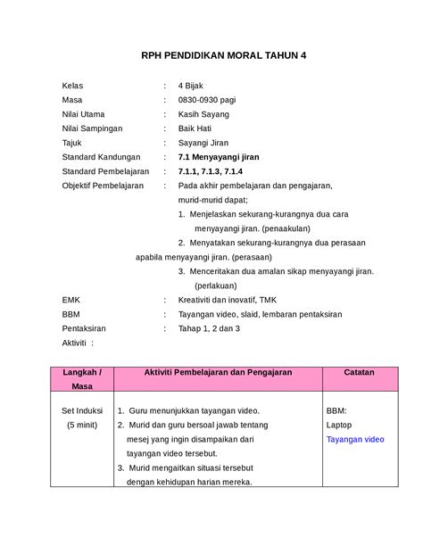 (DOC) Rph Pendidikan Moral Tahun 4-Sayangi Jiran - DOKUMEN.TIPS