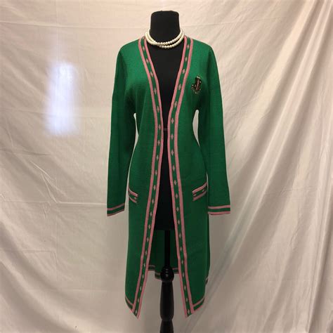 CARDIGAN LONG GREEN AKA | Sorority outfits, Aka apparel, Aka sorority gifts