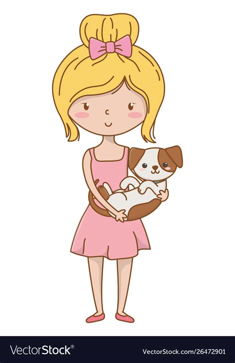 Girl with dog cartoon design Royalty Free Vector Image