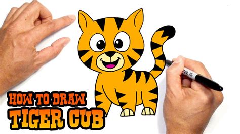 How to Draw Cartoon Tiger Cub | Drawing Lesson - YouTube