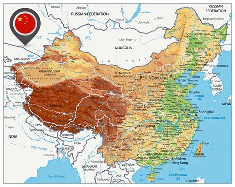 China Physical Map of Relief - OrangeSmile.com