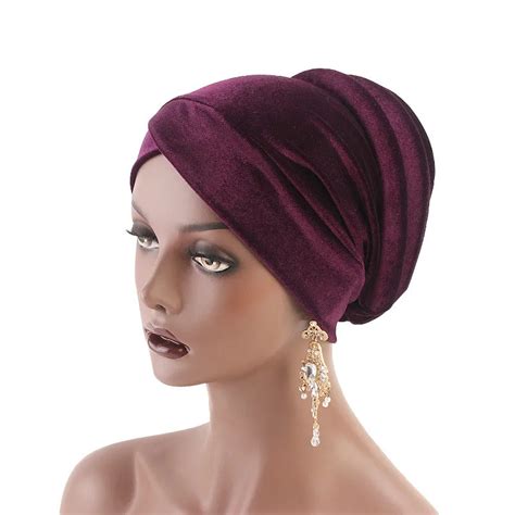 Solid Color Velvet Women Hijabs Turban Hat Women Muslim Scarf Hat Cotton Cover Inner Hijab Cap ...