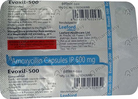 Evoxil 500 MG Capsule (10): Uses, Side Effects, Price & Dosage | PharmEasy