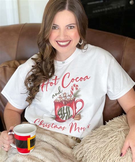Monogrammed Hot Cocoa And Christmas Movies Shirt