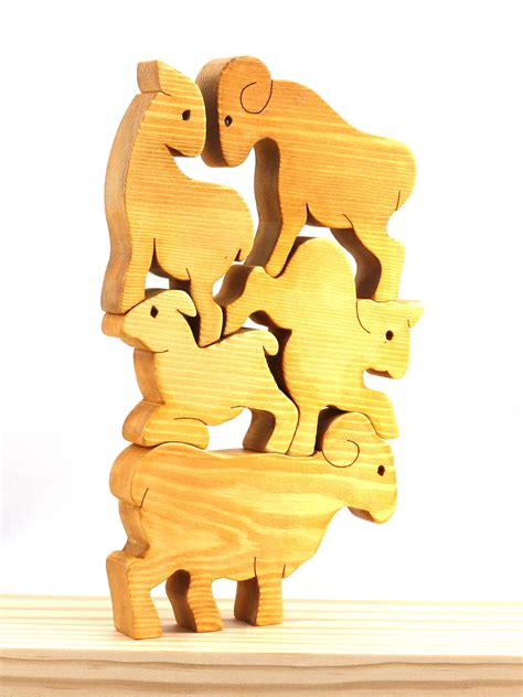 Wooden Stacking Goats Puzzle For Advanced Toddlers To Adults | Handmade wooden toys, Stacker toy ...