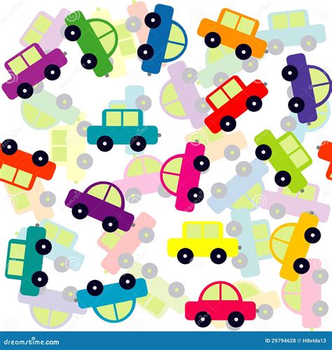 Seamless Background With Colored Toy Cars Stock Vector - Illustration: 29794628