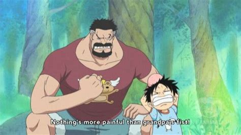 Garp and Luffy :) I love the fact that Luffy can automatically tell when his grandpa hits him ...